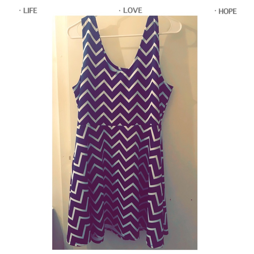 Blue and white dress